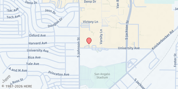 Map showing St. Mark Presbyterian Church at 2506 Johnson St., San Angelo, TX