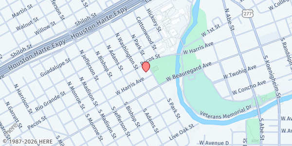 Map showing St. Paul Presbyterian Church at 11 N. Park St., San Angelo, TX