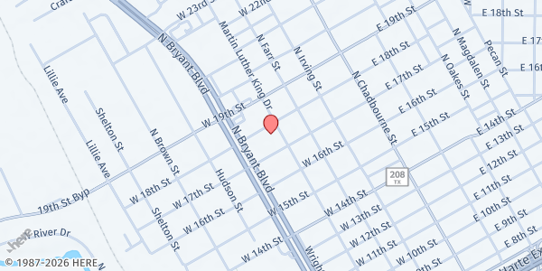 Map showing Wesley Trinity Daily Bread Soup Kitchen at 301 W. 18th St., San Angelo, TX