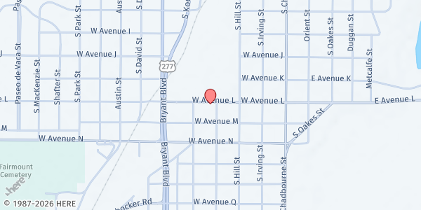 Map showing Women of Power Ministries at 305 W. Ave. L, San Angelo, TX