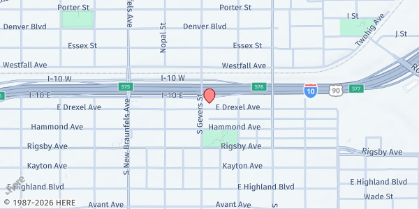 Map showing Baptist Temple Church - Community Assistance Network at 850 E. Drexel, San Antonio, TX