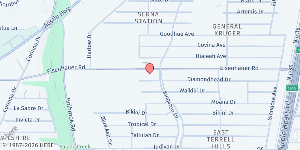 Map showing Bethany UMC at 4102 Eisenhauer Rd., San Antonio, TX