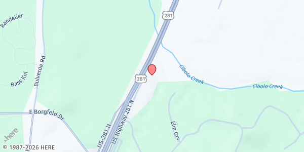 Map showing Bulverde UMC - Outdoor Food Pantry at 28300 US-281, San Antonio, TX