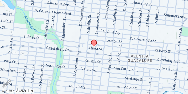 Map showing BX- Templo Cristiano at 2304 EL PASO ST, SAN ANTONIO, TX