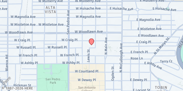Map showing Christ Episcopal Church "Sidewalk Saturday" at 510 Belknap Pl., San Antonio, TX