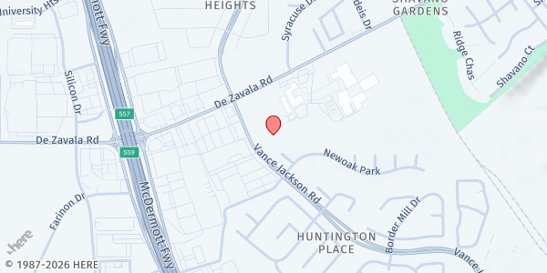 Map showing Christian Assistance Ministry Northwest at 5084 De Zavala Rd., San Antonio, TX
