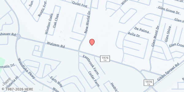 Map showing Christian World Ministries at 6633 Walzem Rd., San Antonio, TX