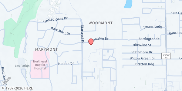 Map showing Church of Reconciliation at 8900 Starcrest Dr., SAN ANTONIO, TX