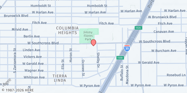 Map showing Collier Elementary - Community First Health Plans Food Pantry at 834 W. Southcross Blvd., San Antonio, TX