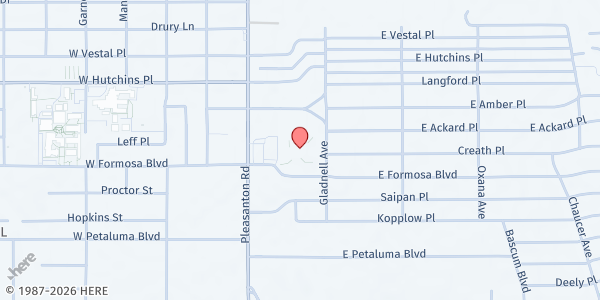 Map showing Community First Health Plans (Bellaire Elementary - HISD) at 142 E. Amber St., San Antonio, TX