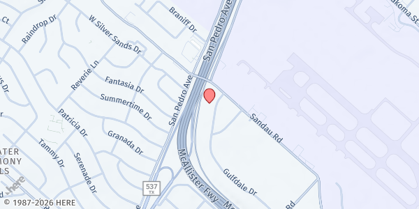 Map showing Community First Health Plans Food Pantry at 10843 Gulfdale St., San Antonio, TX