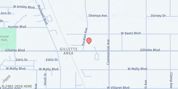 Map showing Community First Health Plans (Gillette Elementary - HISD) at 625 Gillette Blvd., San Antonio, TX
