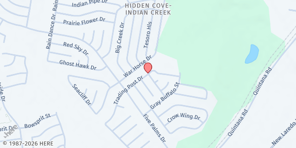 Map showing Community First Health Plans (Hidden Cove Elementary School) at 5102 Trading Post St., San Antonio, TX