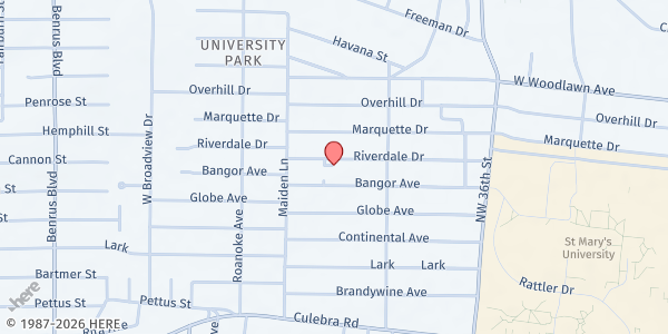 Map showing Community First Health Plans (Huppertz Elementary School) at 247 Bangor Dr., San Antonio, TX