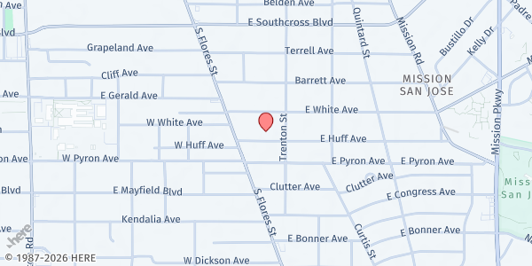 Map showing Community First Health Plans (Wright Elementary - HISD) at 115 E. Huff Ave., San Antonio, TX