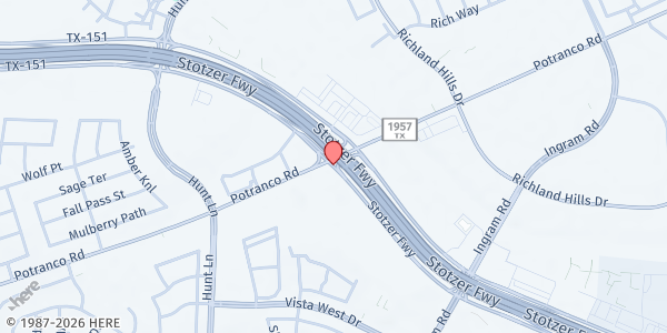 Map showing Community First Health Plans (YMCA Potranco) at 8765 Hwy. 151 Access Rd., San Antonio, TX