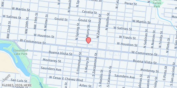 Map showing Cristo Rey of Hope Ministry at 2942 W. Houston St., San Antonio, TX
