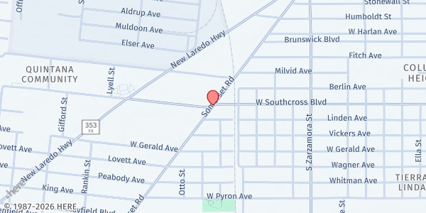 Map showing Eagles Flight Advocacy & Outreach - Southside at 8515 W. Southcross Blvd., San Antonio, TX