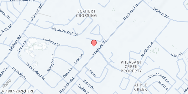 Map showing Faith Church at 8023 Huebner Rd., San Antonio, TX