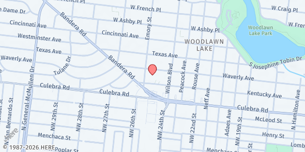Map showing Fenwick Elementary School - SAISD at 1930 Waverly Ave., San Antonio, TX