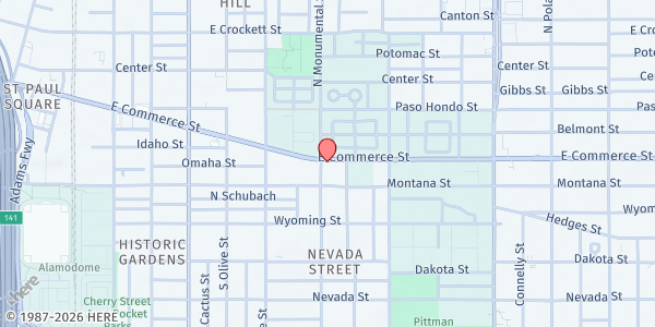 Map showing Free Little Pantry SA at 1802 E. Commerce St., San Antonio, TX