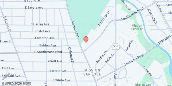 Map showing Gilbert Elementary - Community First Health Plans at 931 E. Southcross Blvd., San Antonio, TX