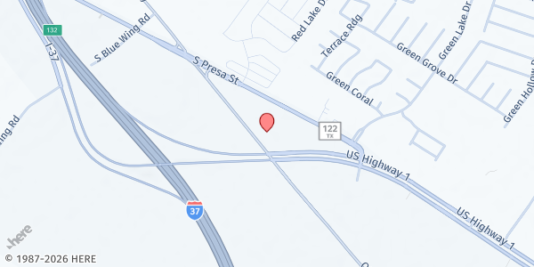 Map showing Good News Lutheran Church Food Pantry at 11020 Old Corpus Christi Hwy., San Antonio, TX