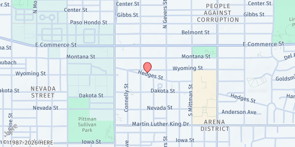 Map showing Grace Community Church at 311 Hedges St., San Antonio, TX