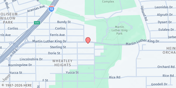 Map showing Greater Faith Institutional Church at 3514 Martin Luther King Dr., San Antonio, TX