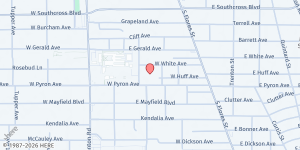 Map showing Harlandale Middle School - HISD at 300 W. Huff Ave., San Antonio, TX