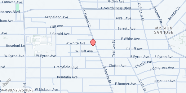 Map showing Harlandale UMC at 6025 S. Flores St. #2158, San Antonio, TX