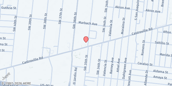 Map showing Igniting The Harvest Church at 2311 Castroville Rd., San Antonio, TX