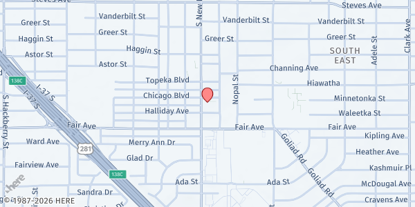Map showing Journey to the Cross Church at 1110 Chicago Blvd., San Antonio, TX
