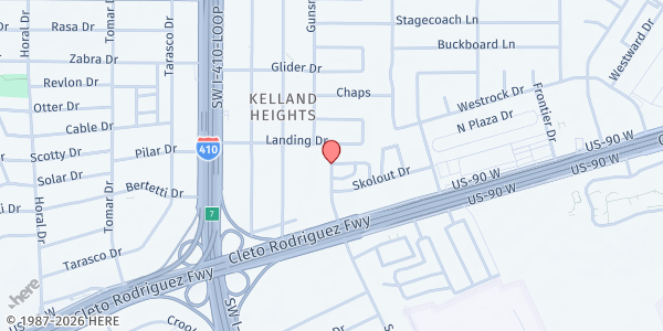 Map showing Limitless Church at 2911 Gunsmoke Dr., San Antonio, TX