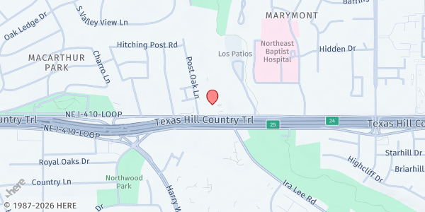 Map showing MacArthur Park Church of Christ - Care Cottage at 1907 NE Interstate 410 Loop, San Antonio, TX