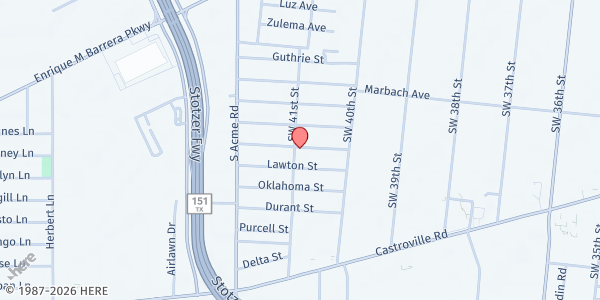 Map showing Macedonia Missionary Baptist Church at 111 Hobart St., San Antonio, TX