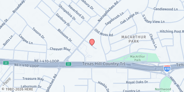 Map showing Meals on Wheels San Antonio at 2718 Danbury Dr., San Antonio, TX