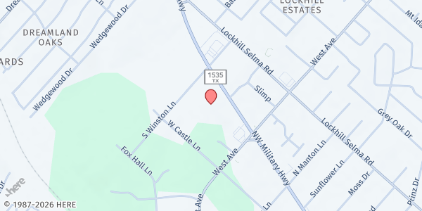 Map showing Mission City Church - Manna Food Ministry at 2220 NW Military Hwy., San Antonio, TX