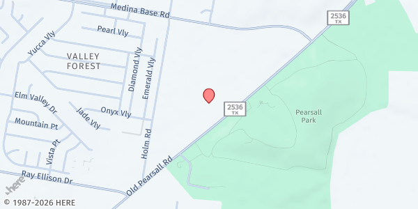 Map showing My Redeemer Lives Baptist Church at 5203 Old Pearsall Rd., San Antonio, TX