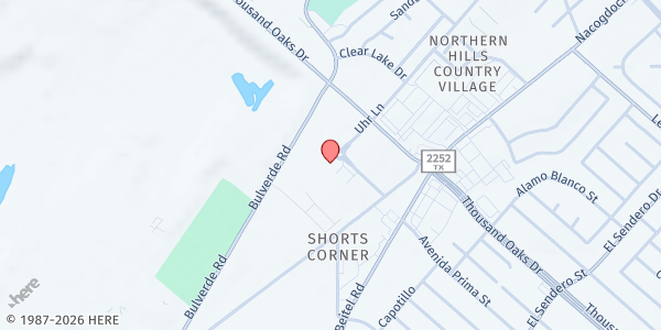 Map showing Northern Hills UMC Ministry Center at 4300 Thousand Oaks Dr., San Antonio, TX