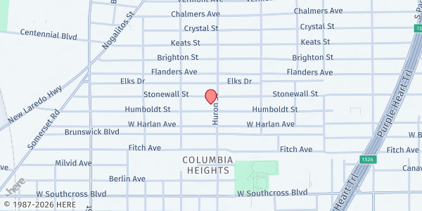 Map showing Our Lady of the Angels Church at 1214 Stonewall St., San Antonio, TX