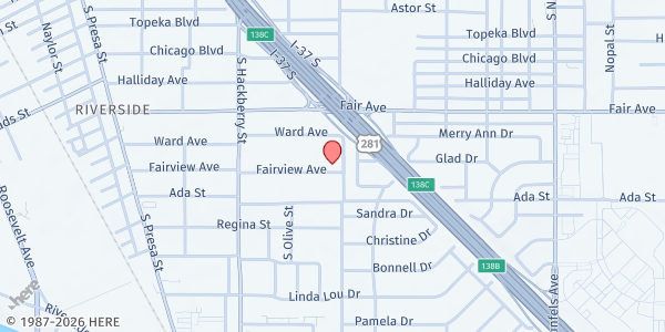 Map showing Pax Christi Convent at 391 Fairview Ave., San Antonio, TX