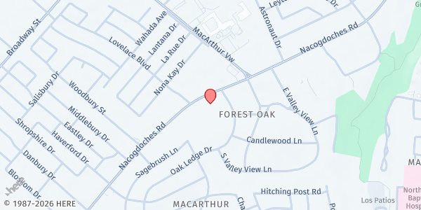 Map showing Place of Grace Fellowship at 2938 Nacogdoches Rd., San Antonio, TX