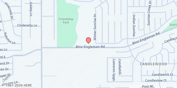 Map showing Praise Cathedral Church of God In Christ at 5895 Binz Engleman Rd., San Antonio, TX