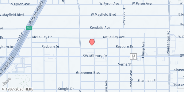 Map showing Rayburn Elementary - HISD at 635 Rayburn Dr., San Antonio, TX