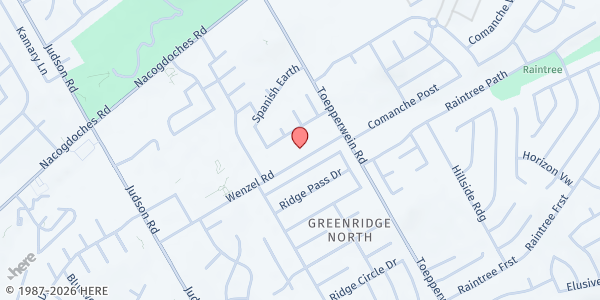 Map showing Rolling Oaks Baptist Church at 6401 Wenzel Rd., San Antonio, TX