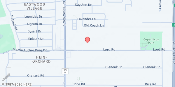 Map showing St. Benedict Catholic Church at 4535 Lord Rd., San Antonio, TX