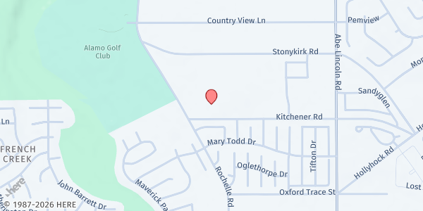 Map showing St. Brigid Catholic Church at 6907 Kitchener St., San Antonio, TX