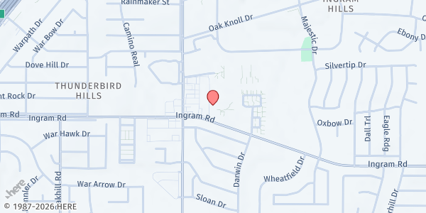 Map showing St. Dominic Catholic Church at 5919 Ingram Rd., San Antonio, TX