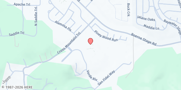 Map showing St. Elizabeth Ann Seton Catholic Church at 8500 Cross Mountain Trail, San Antonio, TX